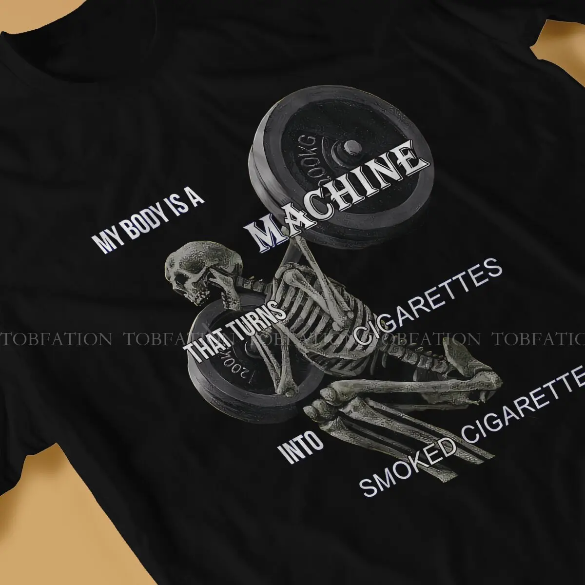 Meme 100% Cotton TShirts My Body Is A Machine That Turns Cigarettes  Personalize Homme T Shirt Hipster Clothing Size S-6XL