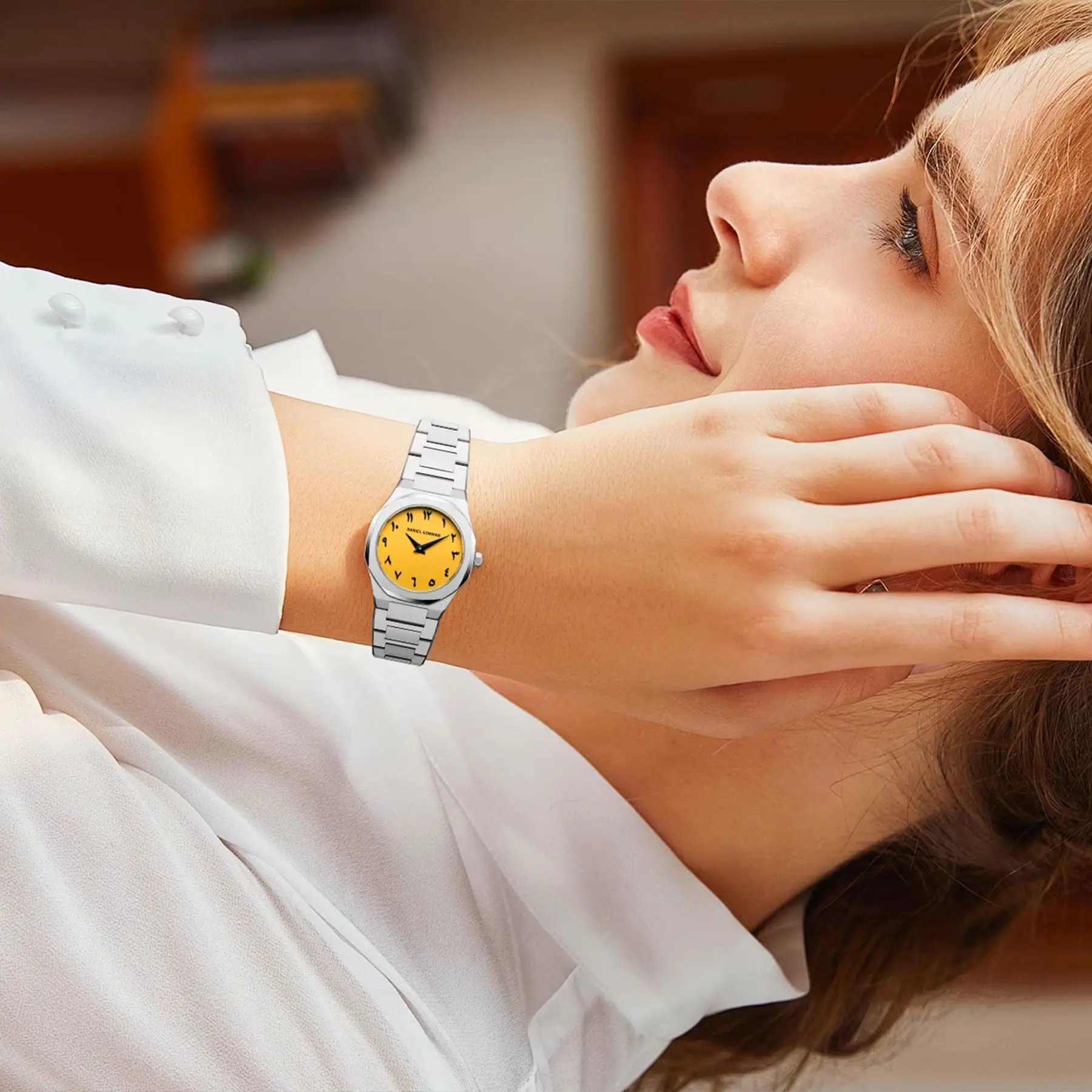 Manufacturer DG Wristwatch Stainless Steel Waterproof Fashion Sapphire Glass Arabic Numbers Dial Quartz Ladies Colorful Watches