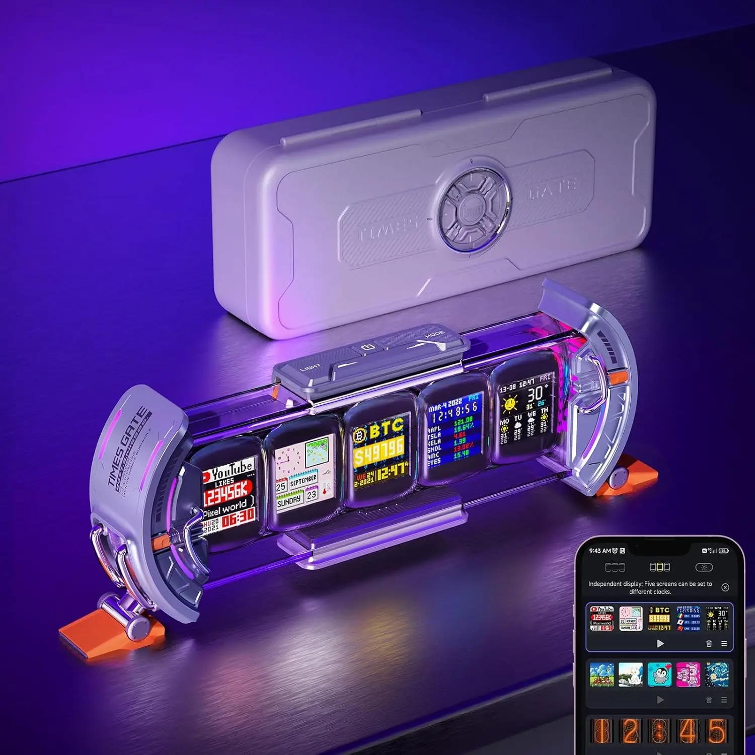 

Цифровой будильник в стиле киберпанк, умный дисплей с Wi-Fi, RGB LED пиксель-арт для декора рабочего стола