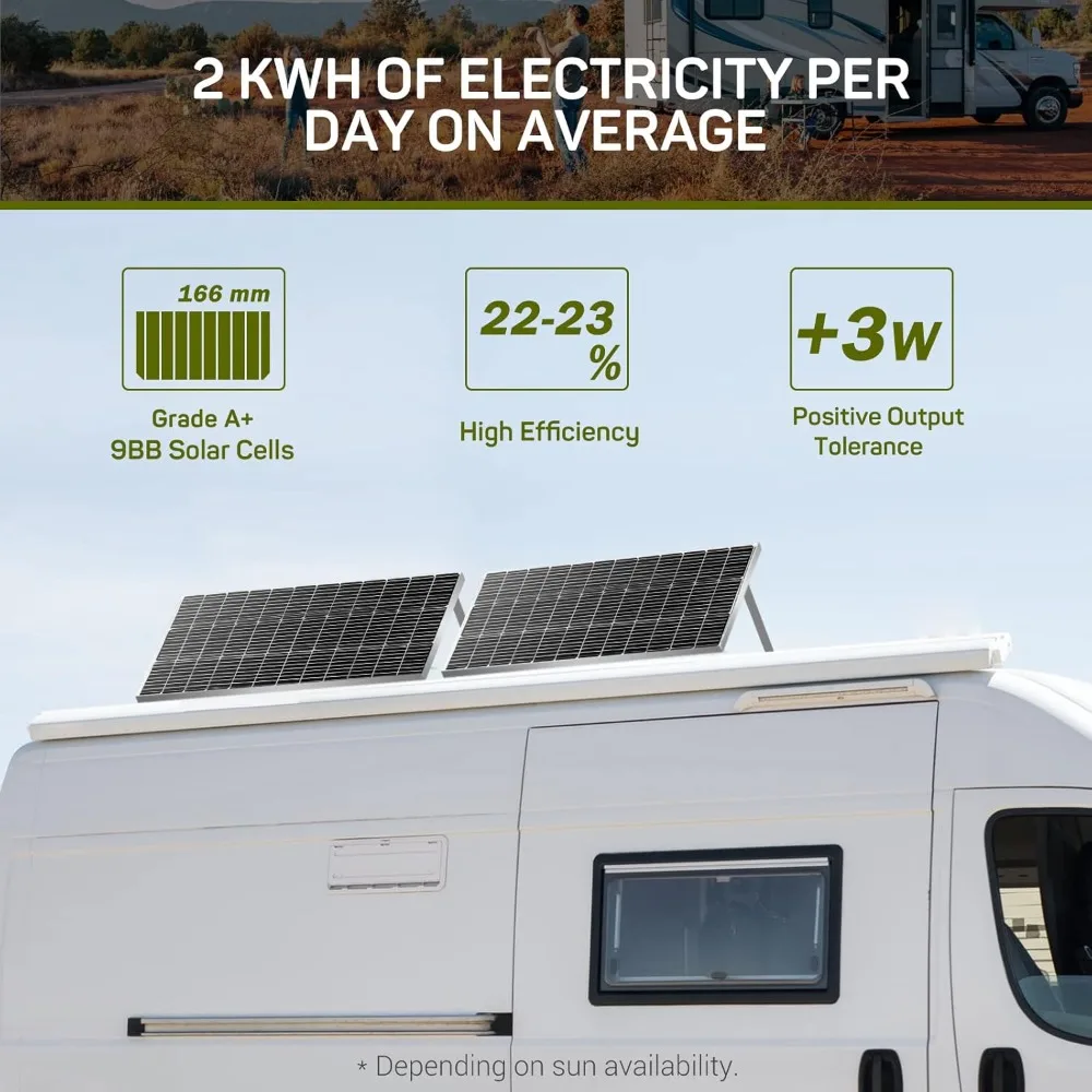 400 Watt Solar Panel Kit, 4 PCS 9BB Cell Monocrystalline Solar Panels with 12V/24V 40A MPPT Solar Charge Controller