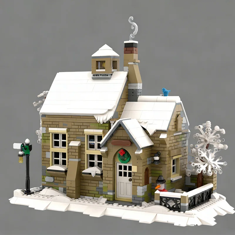 1653 PCS Urban The winter village school MOC Customize Modular Building Block Brick Kids Model Simple DIY Toy Christmas Gift