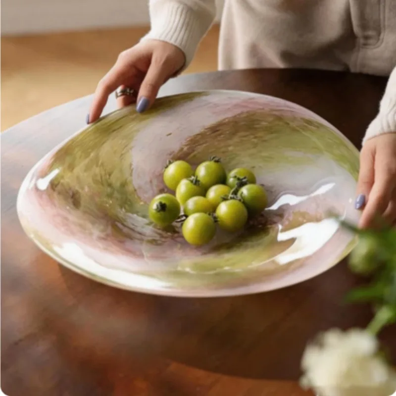 Glass Fruit Plates Modern Creative Aesthetic Exquisite Plates Luxury Household Kitchen Fruit Bowls Multifunctional Tableware
