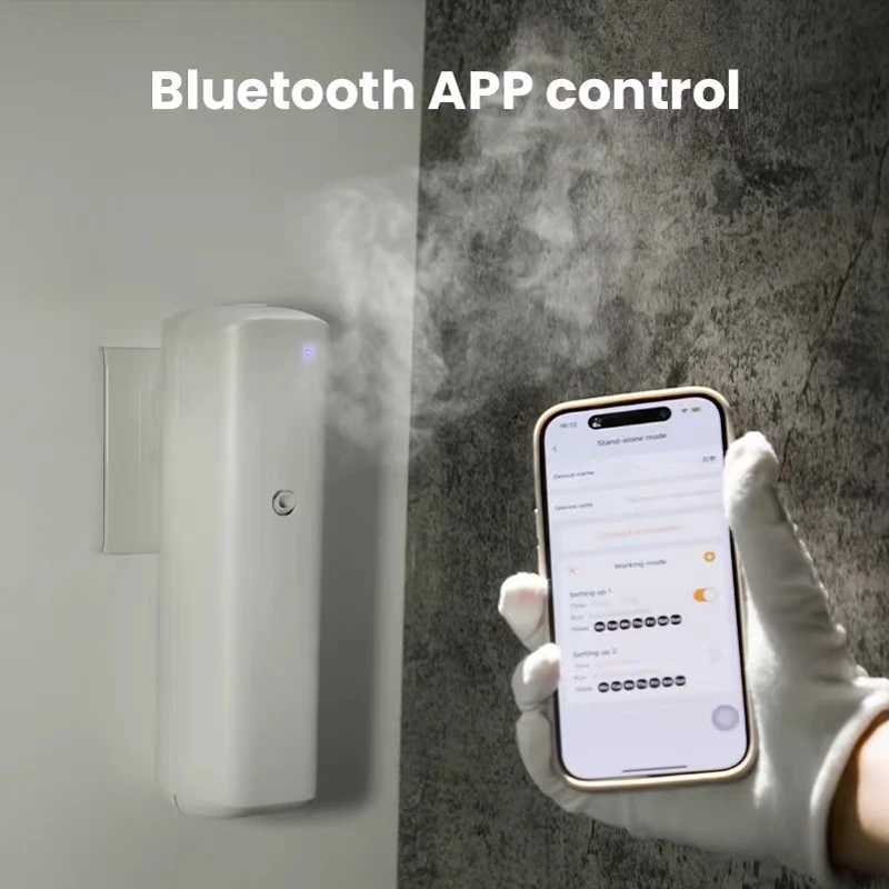 Wall Mounted Waterless Scent Diffuser Bluetooth Control Essential Oil Nebulizer Air Freshener for Home Toilet Hotel Bedroom view 2