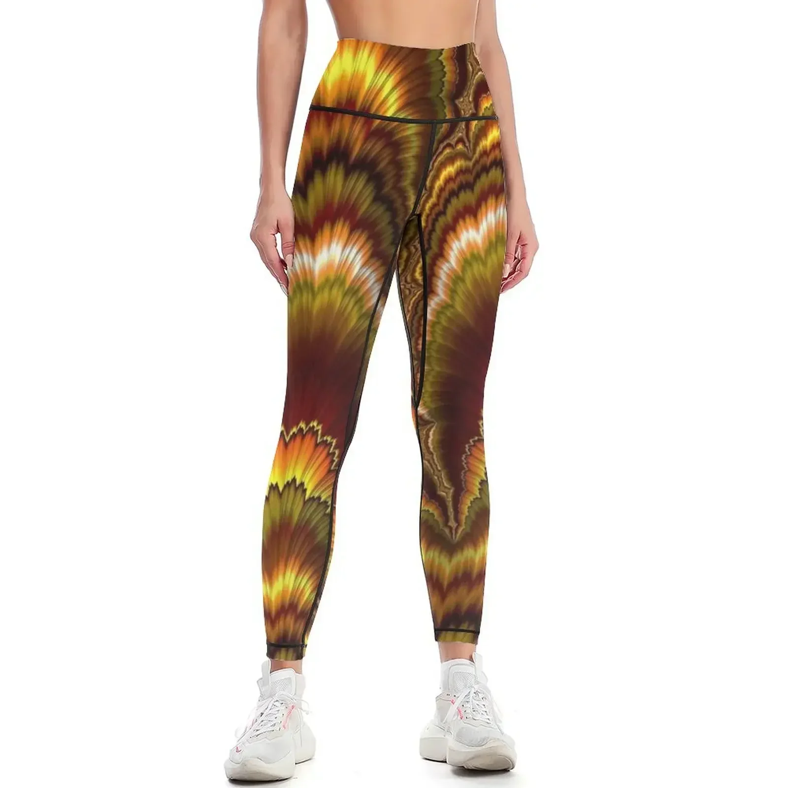 

Turkey Feather Fractal Leggings high waist Women's sports sports for push up Golf wear Womens Leggings