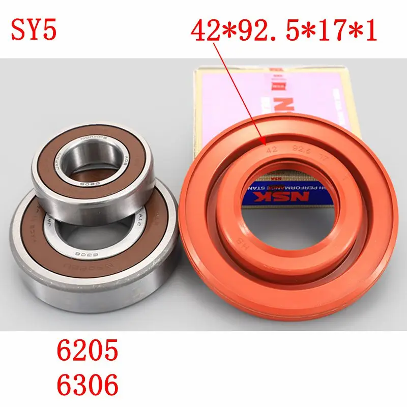 for Sanyo drum washing machine Water seal（42*92.5*17*1）+bearings 2 PCs（6205 6306）Oil seal Sealing ring parts