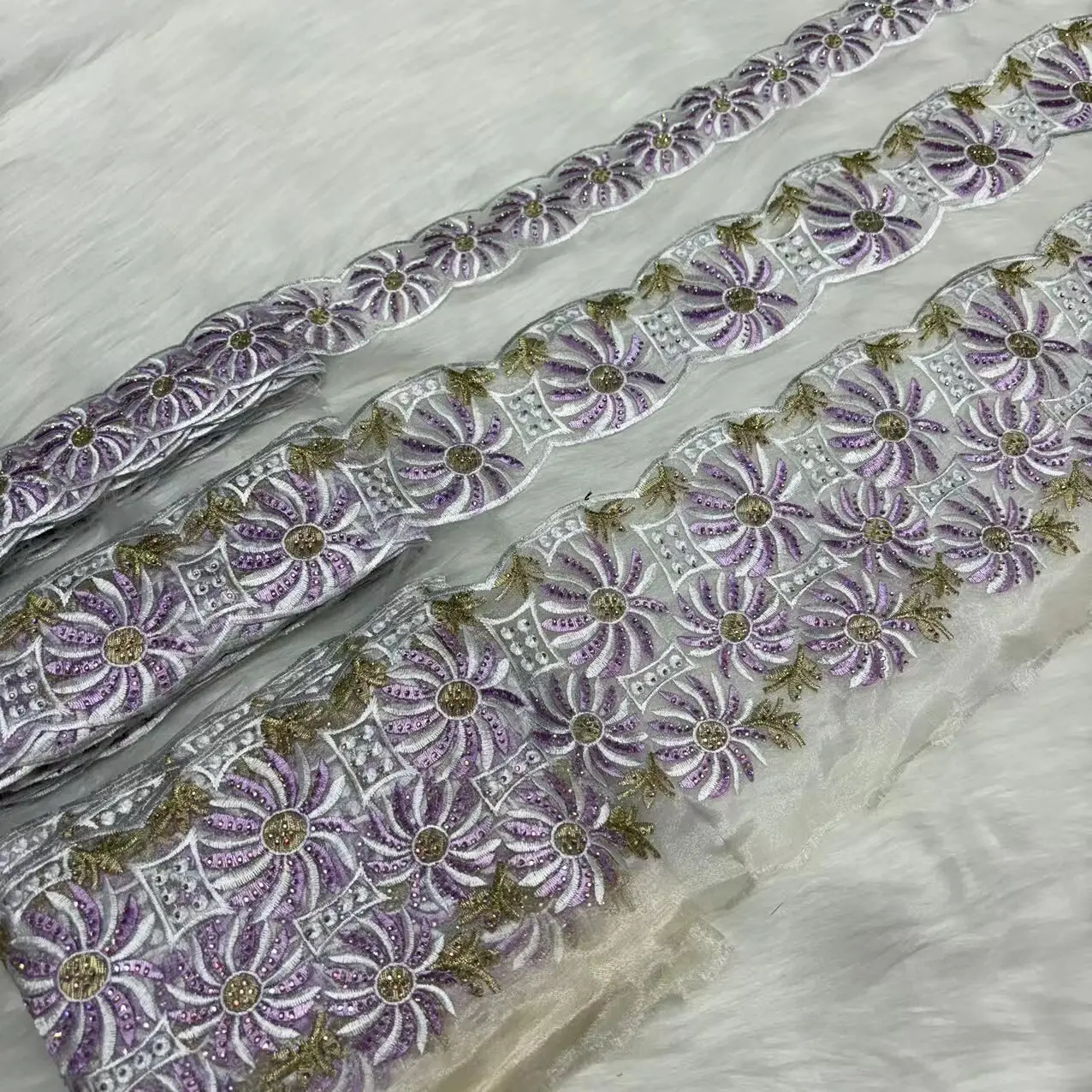 

5yards Luxury Embroidery Stones Lace Trims Flower Shape Sewing Supplies Clothing DIY Lace Fabric Clothing Accessories For Dress