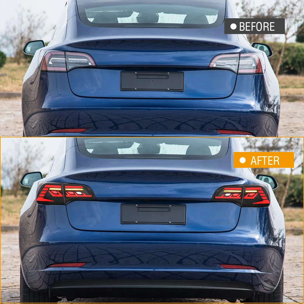 Taillights For Tesla Model 3 Model Y 2018 - 2021 Full Led Tail lights Start Up Animation Rear Lamp  Car Assemblys