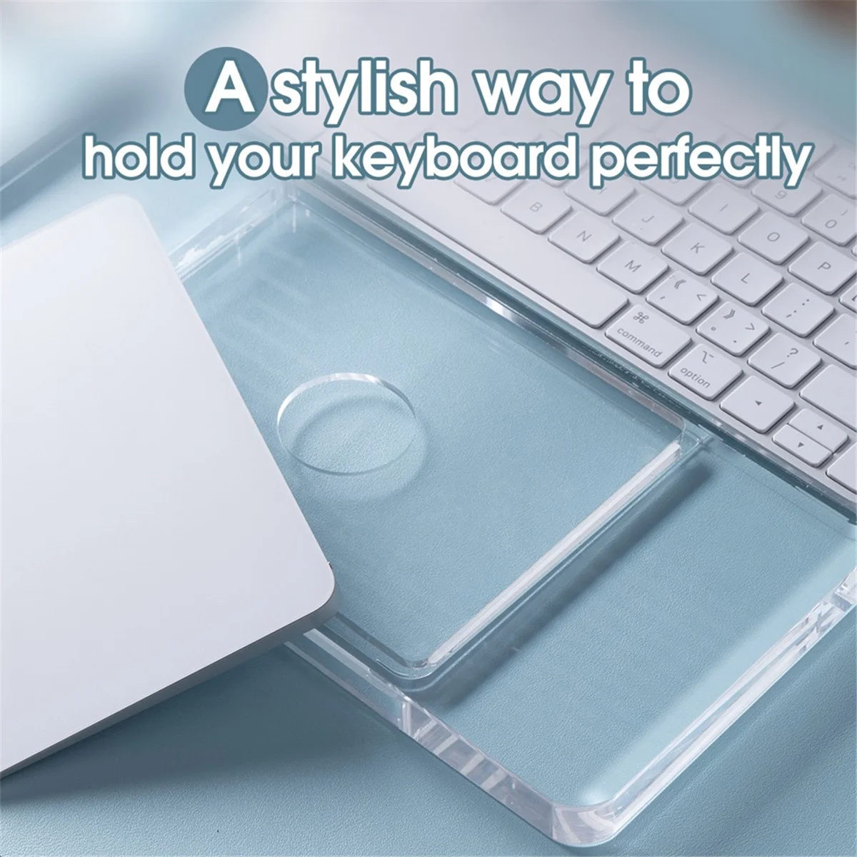 T88C Keyboard Wrist Rest for 2023 Magic Trackpad 2/3 Keyboard Acrylic Stand Station Transparent Crystal Pad Bracket