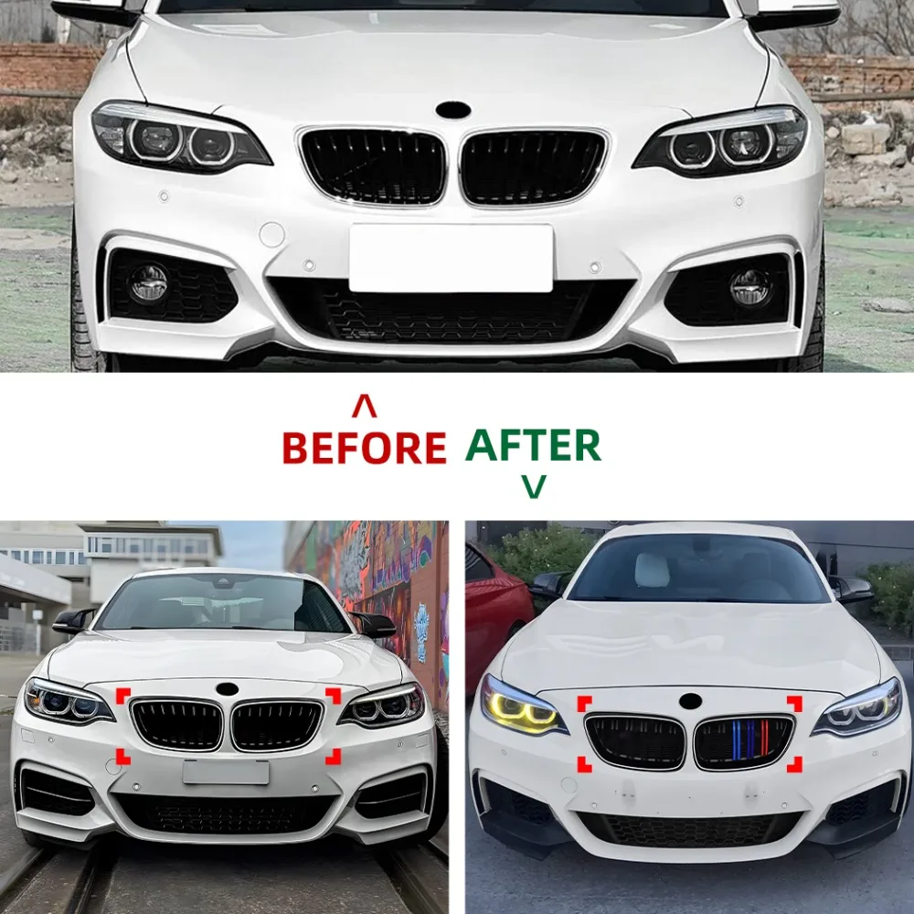 New PairLED Grille Car Front Kidney Grille Front Bumper Light Racing Grill For BMW 2 Series F22 F23 F24 M sport 2014-2019