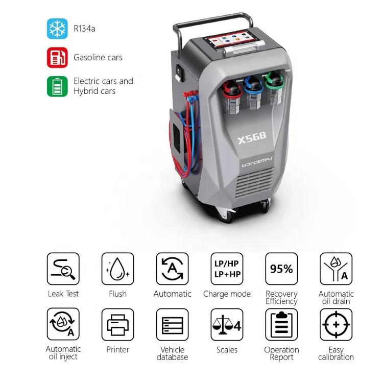 Car Ac Service Station Automotive air Conditioning Pipeline Flushing System 2 in 1 Ac Recovery Machine