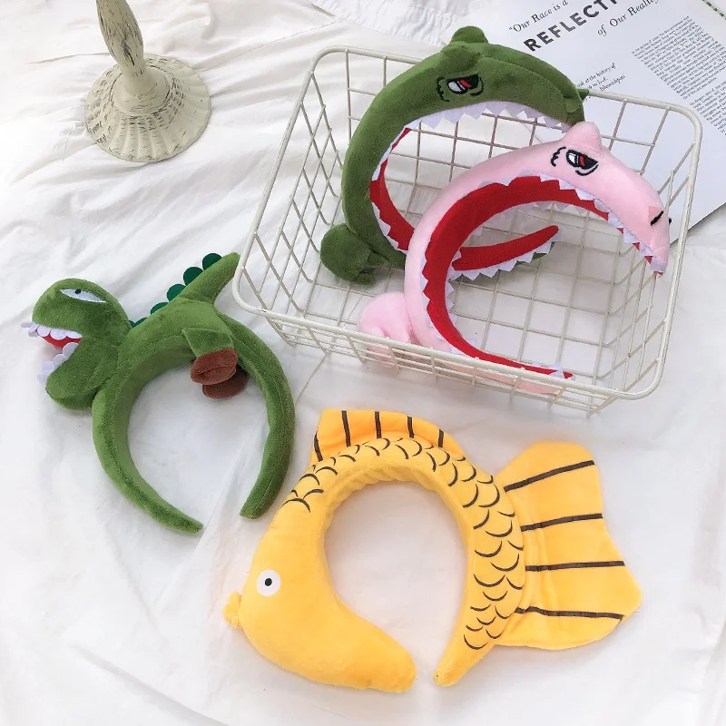 Shark Dinosaur Hairband for Women Fashion Home Wash Face Headband Korean Version Funny Cartoon Hair Bands Hair Accessories