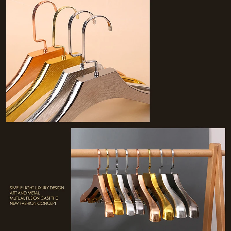 5PCS Gold Non-Slip Clothes Hanger,Adult Suit Hangers with 3CM Wide Shoulder,Closet Storage Rack for Coat T-Shirts Sweater Pants