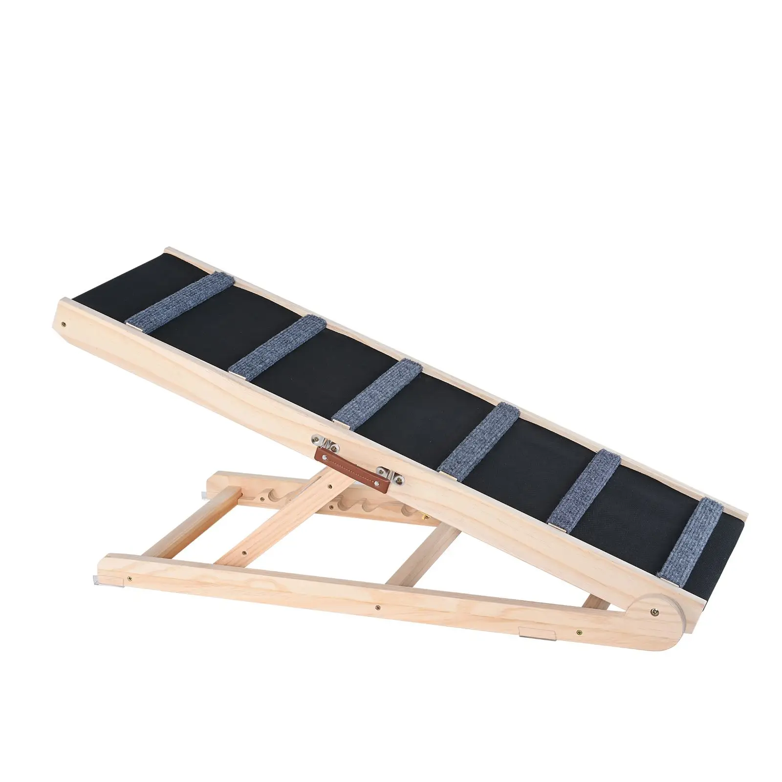 Dog Ramp, Folding Pet Ramp for Bed, Adjustable Dog Ramp for Small, Large, Old Dogs & Cats, Wooden Pet Ramp with 41.3" Long Ramp,