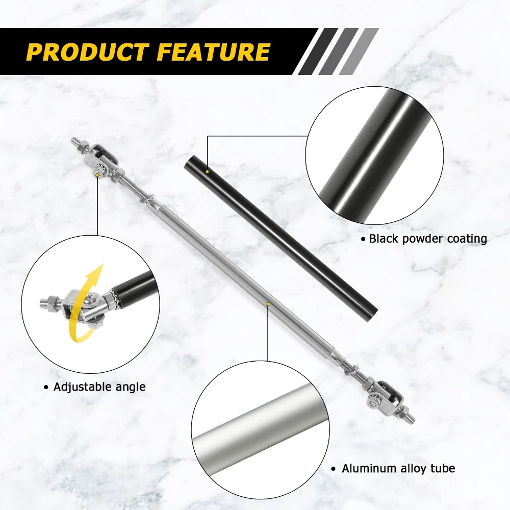 200mm Adjustable Front Bumper Lip Splitter Strut Rod Tie Support Bars Universal fit for Any cars, SUVs, trucks Spoiler view 2