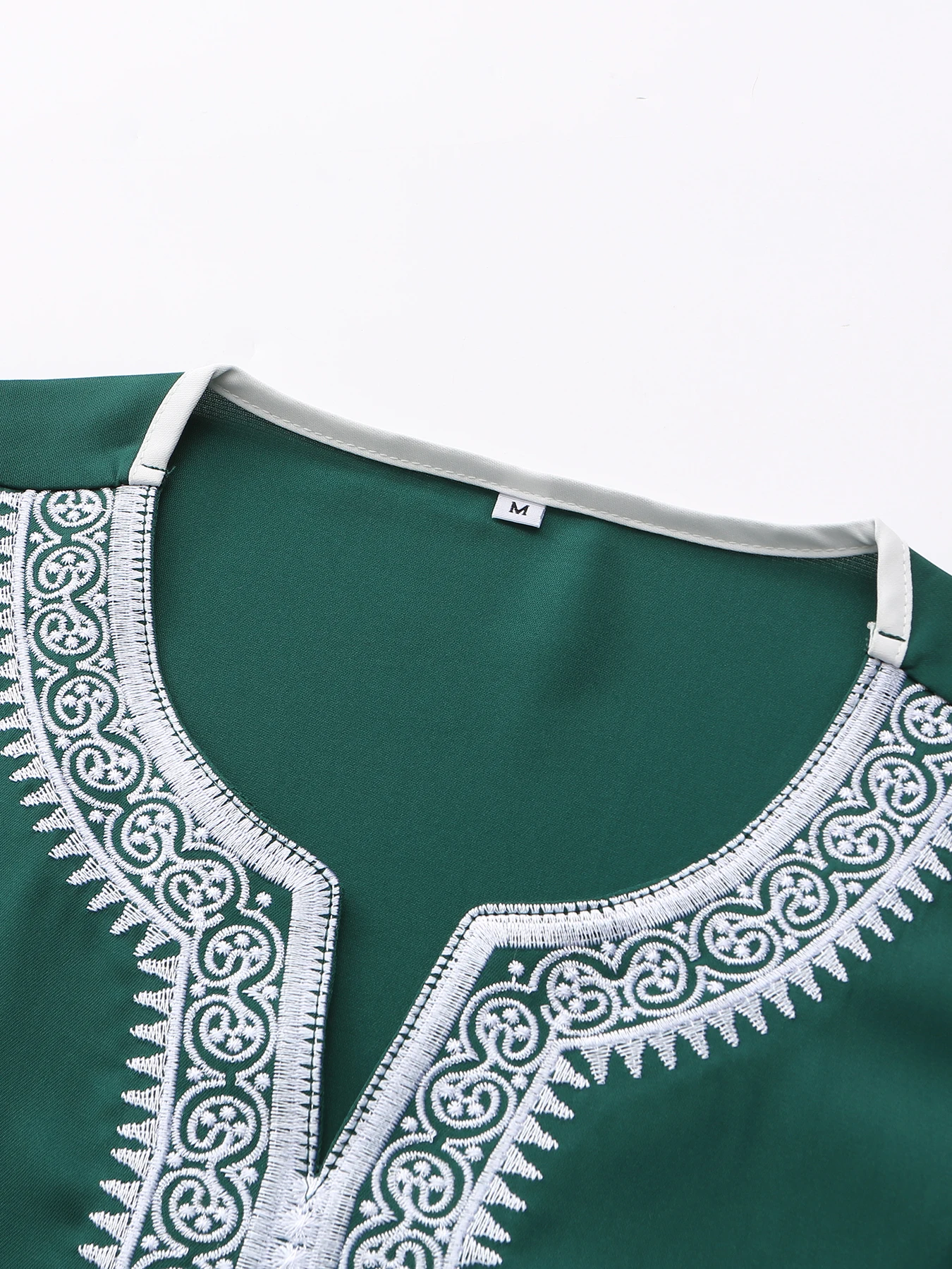 New Muslim embroidered Moroccan Green Arab robe Traditional casual robes for Islamic Muslim men