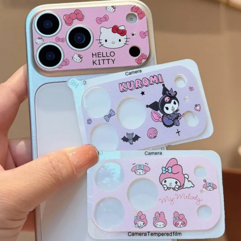 Sanrio Hello Kitty Kuromi Shimmer Powder Camera Lens Protector 9H HD Tempered Glass for iPhone 17 16 15 14 13 Pro Max mini Plus