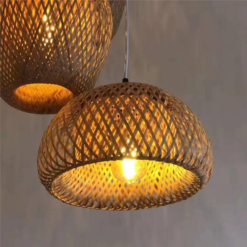 Bamboo Pendant Light Lamparas Lamp Bamboo Hanging Lampshade Pendant Light Art Deco Chinese Lantern Rattan Chandelier Large