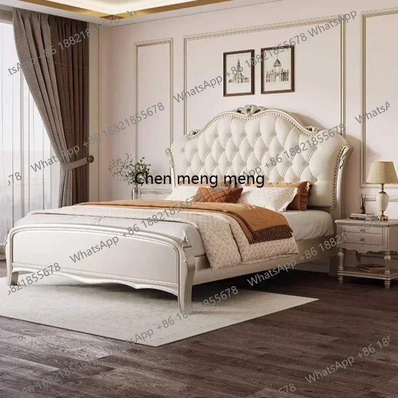 N138  High-end Elegant Comfortable Bedroom Beds Modern Camas Matrimoniales Furniture King Size Genuine Leather Double Bed