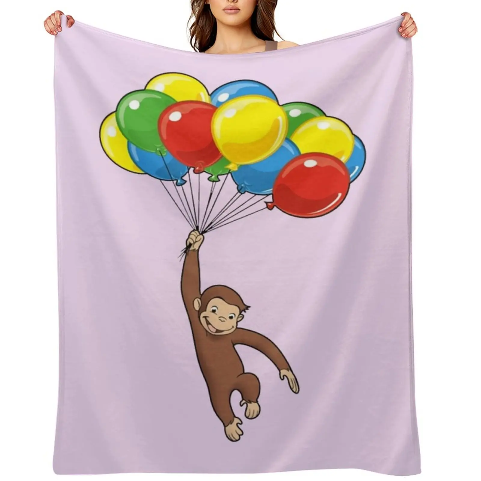 

Curious George with balloons Throw Blanket Thermal Comforter Summer Beddings for winter Blankets