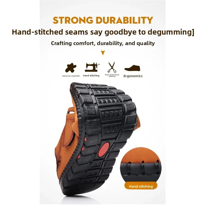 

Men Sandals Leather 2026 Summer Breathable Casual Shoes for Man Slip on Clogs Outdoor Walking Shoes Non Slip Hand Made Sandalias
