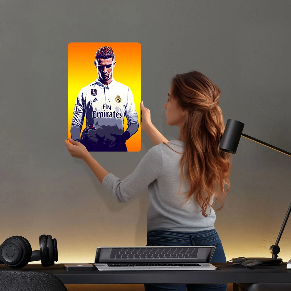 Cristiano Ronaldo Football Art Sign Sport Poster Home Decor Items Custom Metal Tin Signs for Wall Art Decoration Retro Room