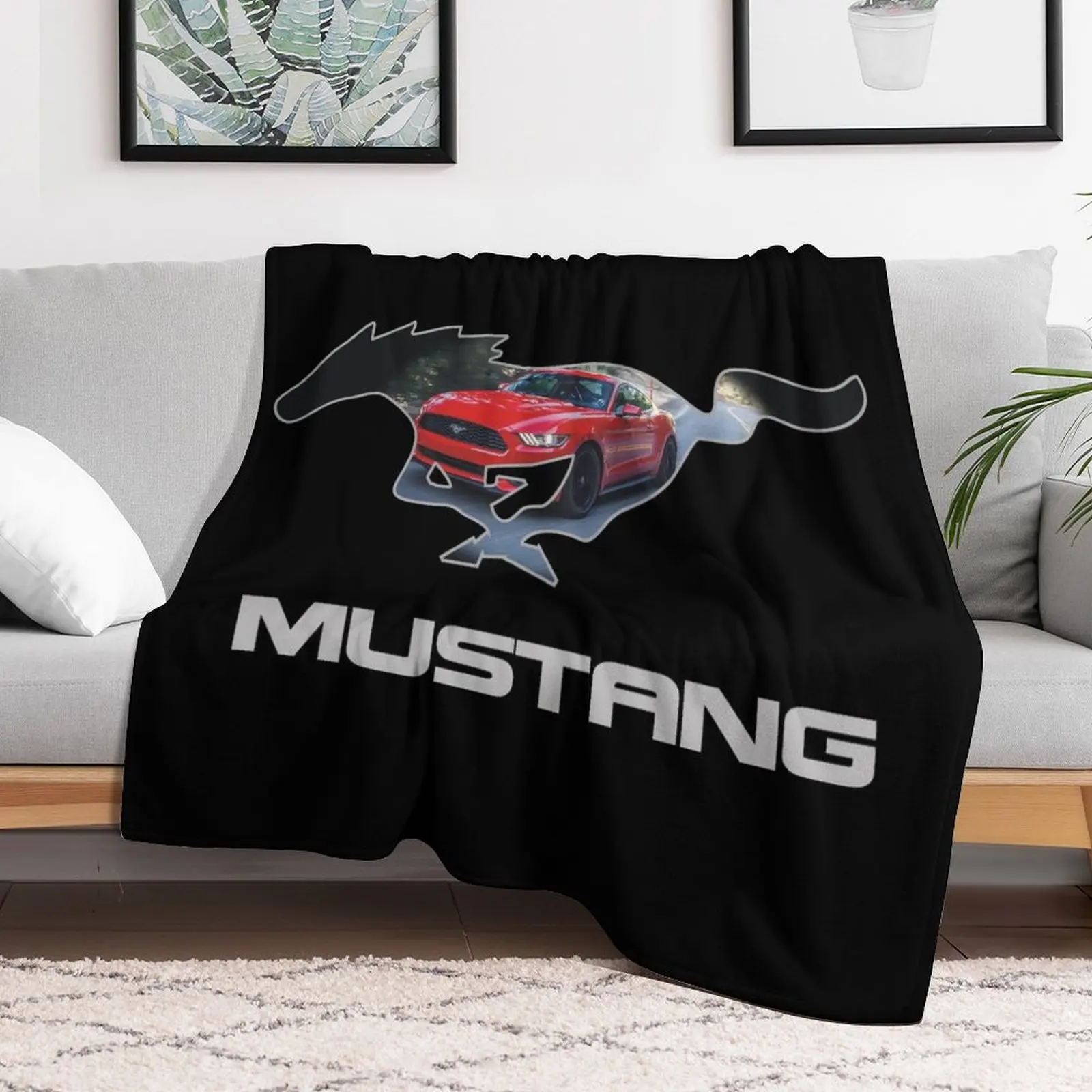 

Ford Mustang Logo Design (red on black) Throw Blanket Single Quilt Luxury Brand Blankets