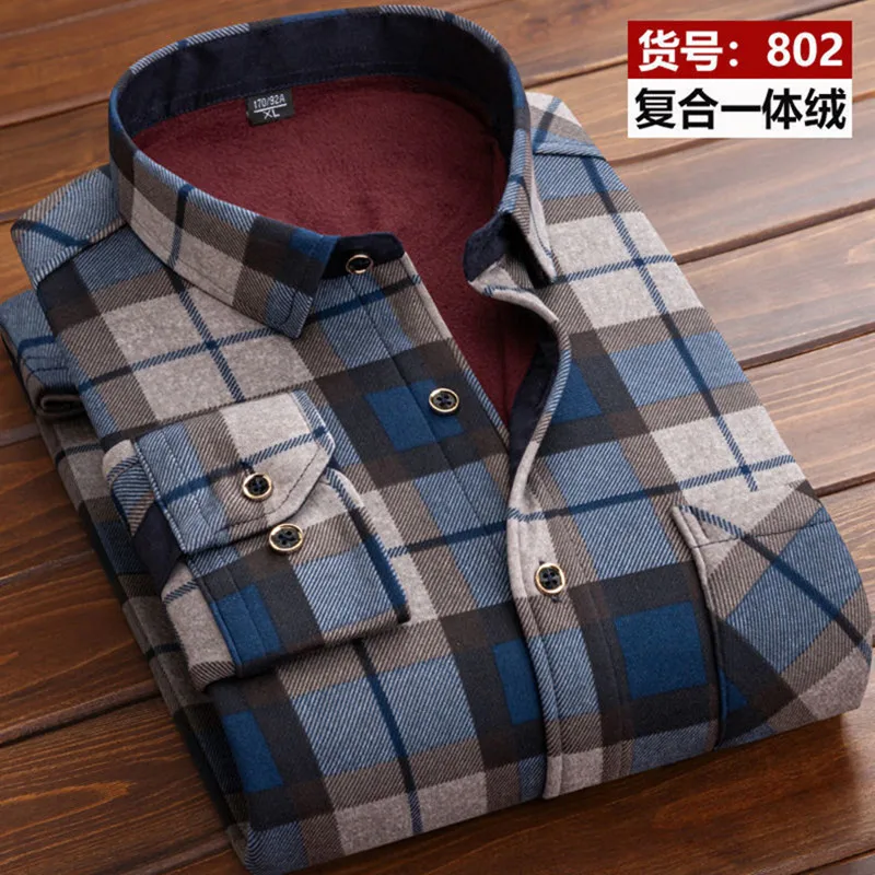 2024 Winter New arrival Men\'s Fashion Casual Long Sleeve Shirt autumn Men Fleece Thick Warm High Quality Large Size Shirt M-4XL