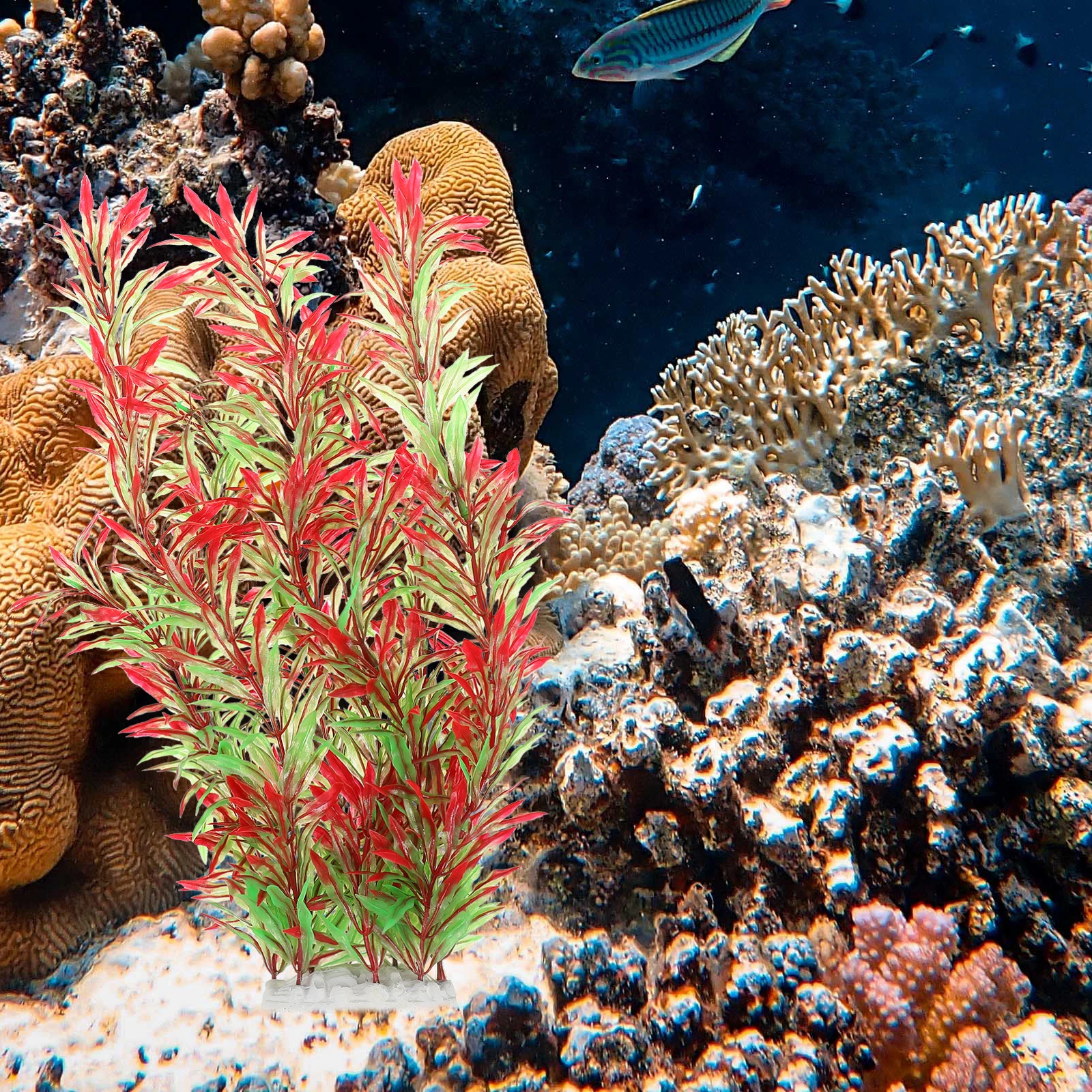 

Artificial Aquatic Plant Durable Plastic Fish Tank Decor L scape Realistic Shape Non Fading Aquarium Plants Stable Bottom Pet