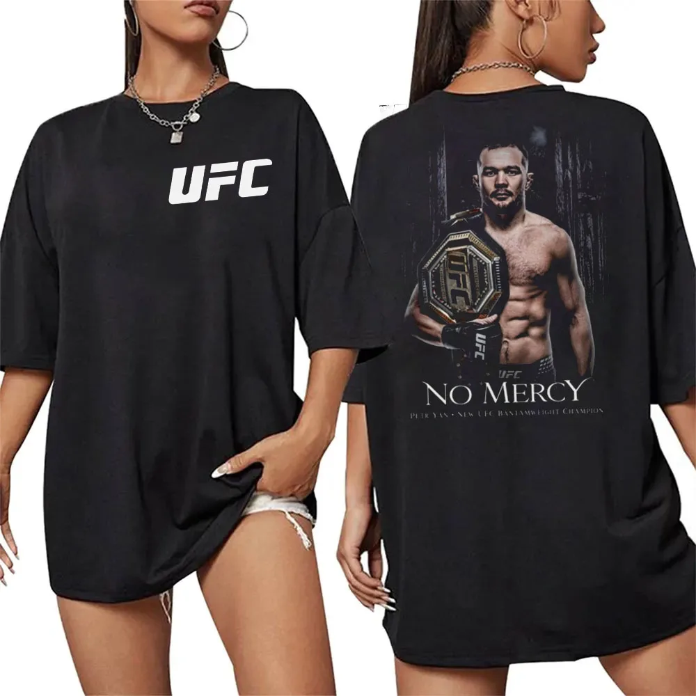 

2026 Summer UFC Petr Yan No Mercy Fighting T-shirt Women Sports Cotton Short Sleeve Loose Leisure Fitness Shirt Unisex