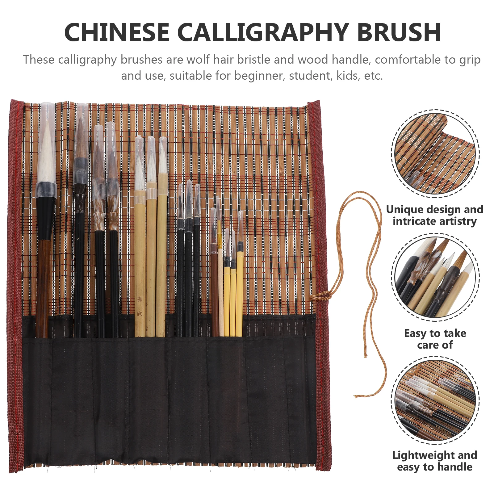 

Premium Calligraphy Brush Set Traditional Chinese Ink Pens Fine Art Writing Tool For Beginners Wood Handle Flexible Bristles