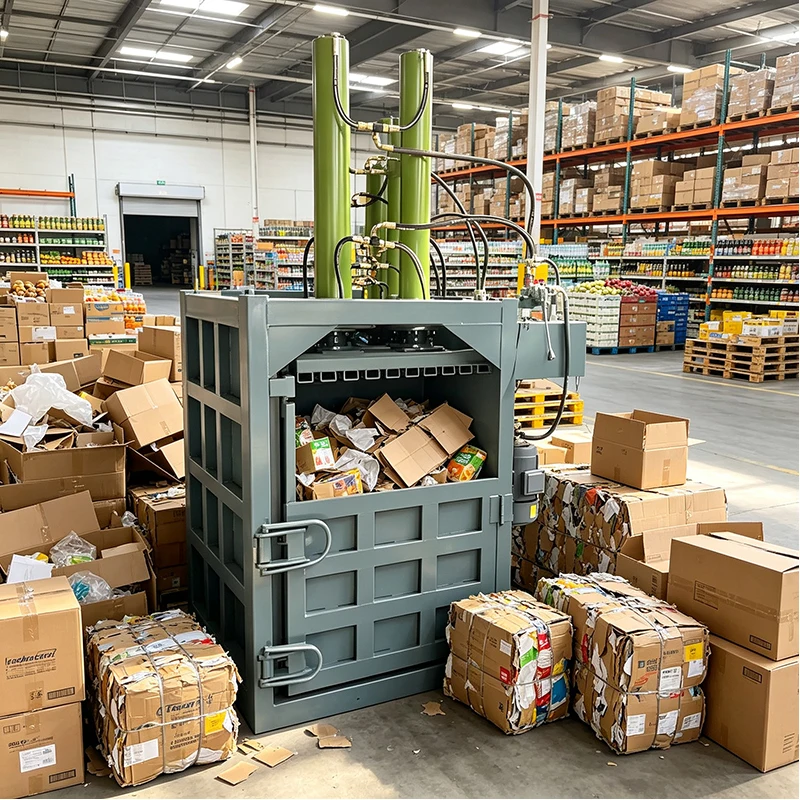 Vertical Baler Hydraulic Press for Waste Paper Cardboard Recycling with 40T Compression Capacity and Bale Storage Equipment