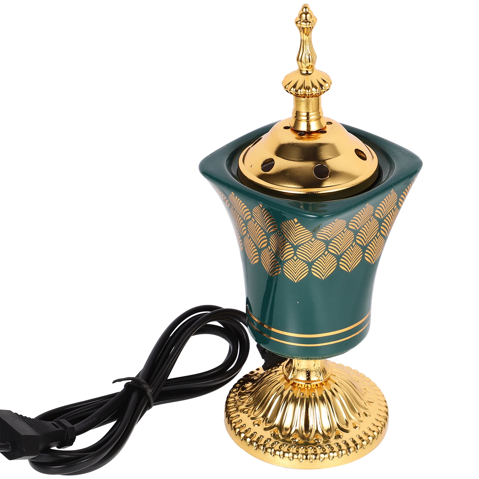 

Electric Incense Burner Plug in Metal Ceramic Aroma Therapy Decorative Home Office Yoga Room Retro Censer Holder for Air