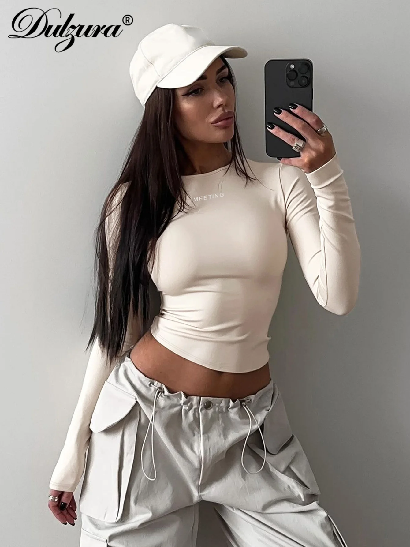 Dulzura Long Sleeves Bodycon Crop Top Women’S Solid Sexy Casual T-Shirt Party Club Streetwear Women’S Spring Summer Clothes