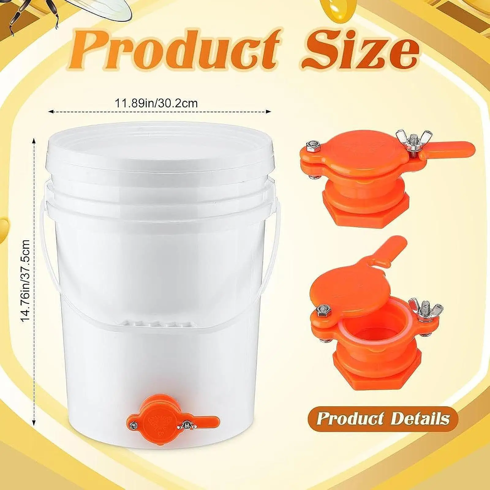 

Honey Pail 20 L Household Container Beekeeper Supplies with Lid Cover Portable Thickened for Home Beekeeping Harvesting Tool
