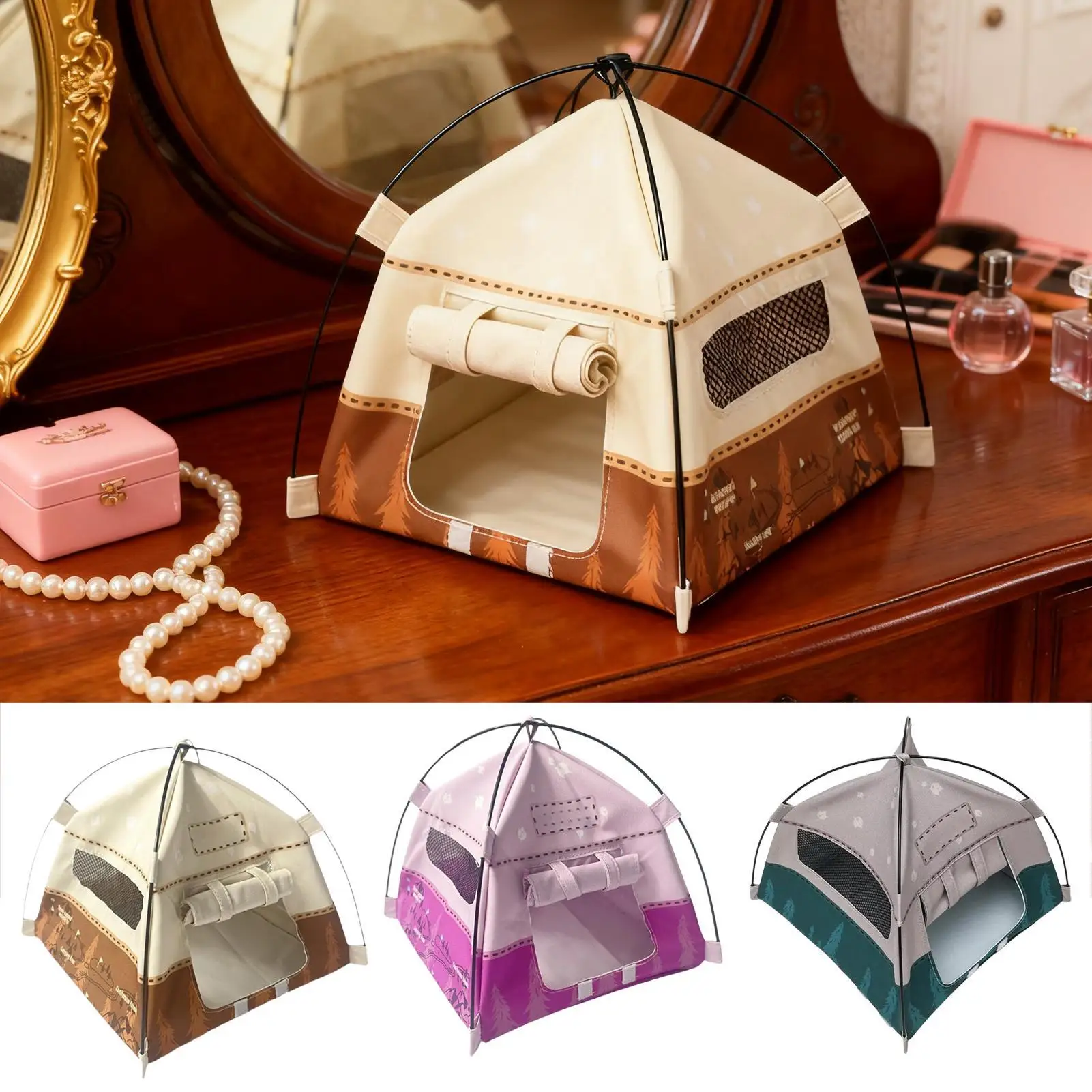 

1:12 Scale Mini Camping Tent Model Decoration Oxford Cloth Simulated Outdoor Tent Ornament Doll Pretend Play Tent Photo Props