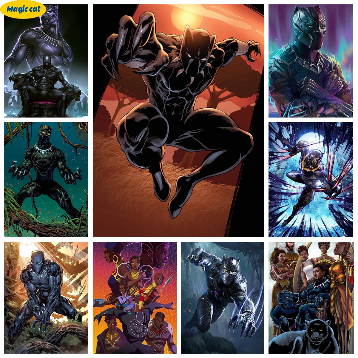 

Black Panther 5D Diamond Painting Wakanda Superhero Diy Diamond Embroidery Children's Gift Mosaic Room Decor