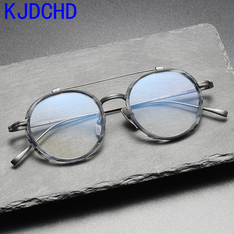 

Acetate Titanium Glasses Frame for Men 2023 New Retro Round Prescription Myopia Eyeglasses Frames Women Vintage Optical Eyewear