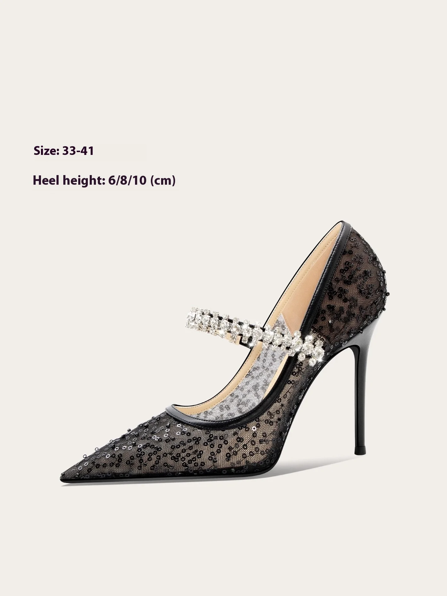 

Thin high-heeled sandals summer mesh sequin beaded rhinestone belt wedding shoes banquet large size small size women's shoes