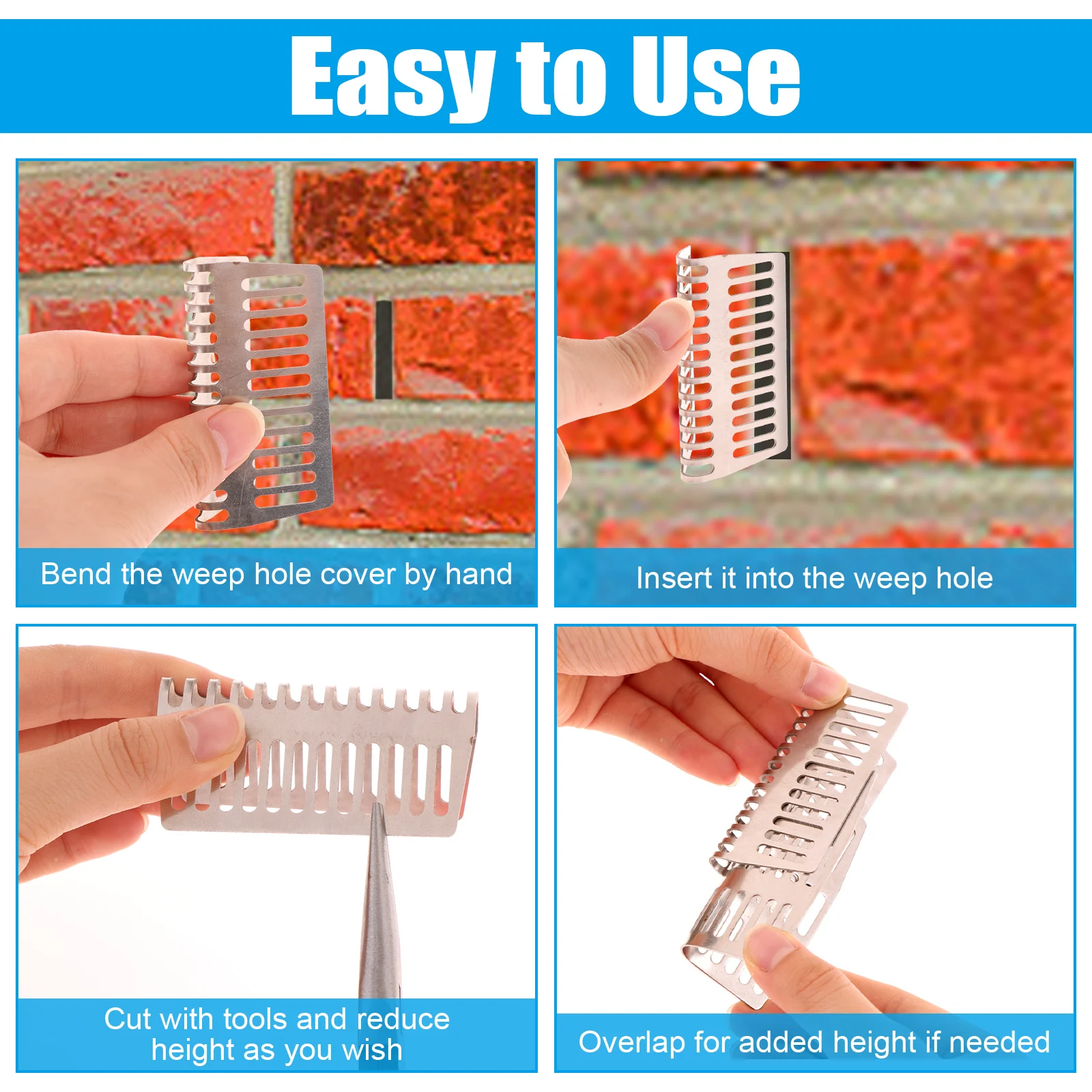 36Pcs Stainless Steel Brick Weep Hole Covers 2.75" Weep Shield Weep Hole Covers Brick Weep Hole Inserts Mortar Repair