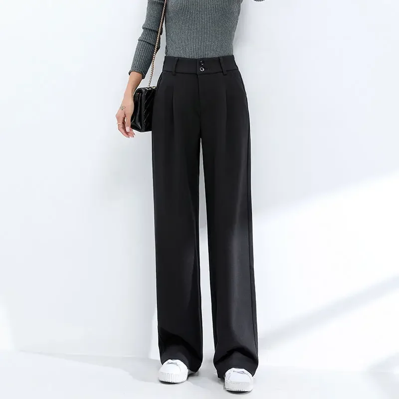 MRMT 2025 Brand New Woolen Wide Leg Pants Women High Waist Drape Casual Loose Loose Looking Thin Straight Long Pants