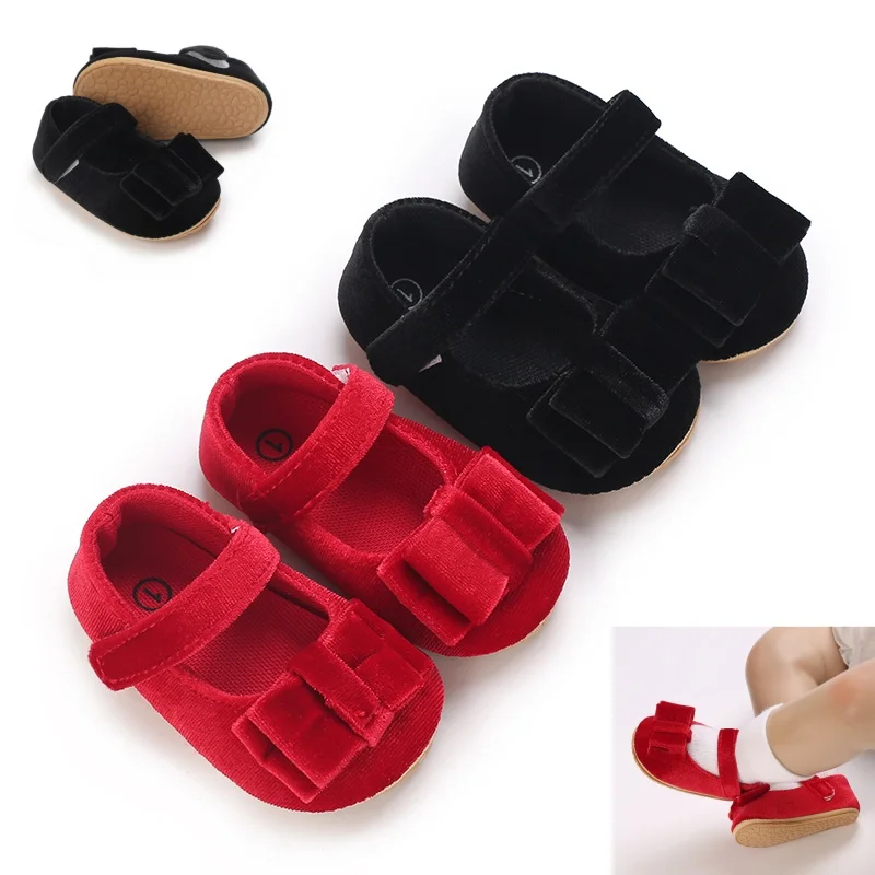 

Милые весенне-осенние туфли принцессы с бантом для маленьких девочек 0-18 месяцев, украшенные мягкой резиновой подошвой, прогулочная обувь