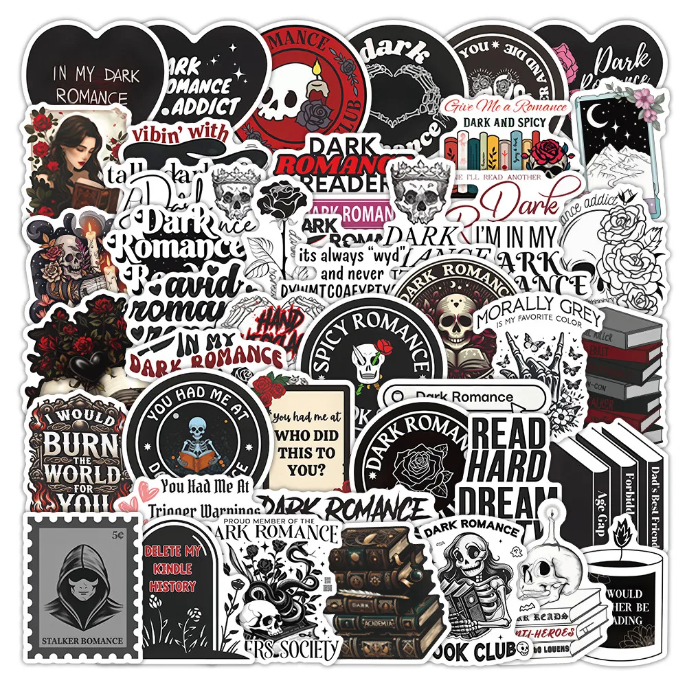 50Pcs Dark Romantic Book Themed Stickers, Gothic Vintage Aesthetic Decals for Journal Laptop DIY Decor Giajar Sticker Store