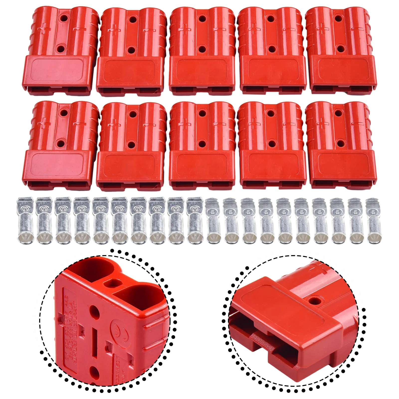 10PCS 50A 6AWG DC Power Connector for 12V 24V Solar Panel Arrays Caravans 4WD Trucks Refrigerators UL94 V0 Fire Rated Housing