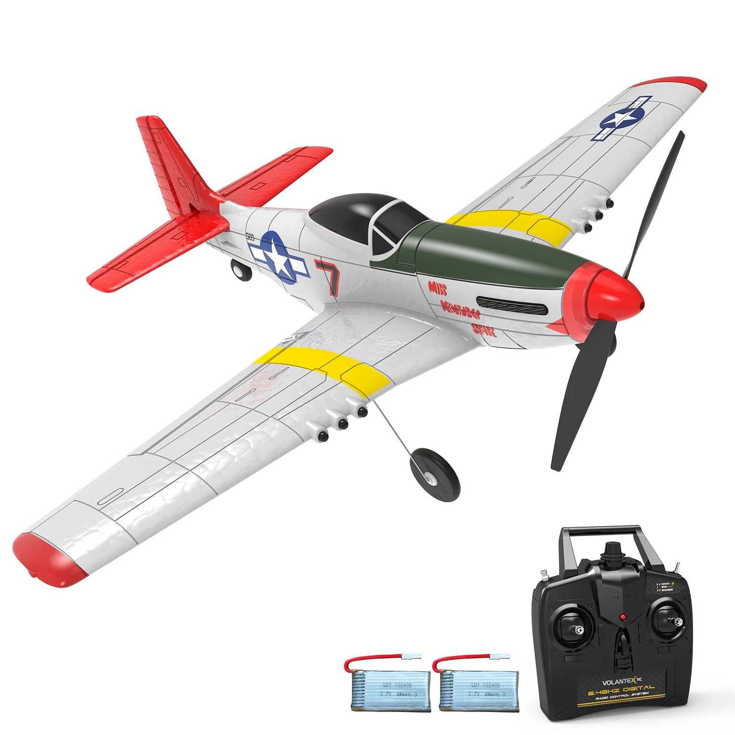 

Volantex RC Plane Mustang P51D 2.4G 4CH 6-Axis 400mm Wingspan EPP One Key Aerobatic Remote Control Airplane RTF For Beginner