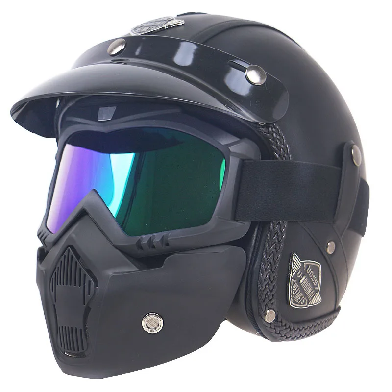 DOT Certified Retro Half Face 3/4 Motorcycle Helmet Lightweight Four Seasons Crown Prince Male Female Cycling Cruise