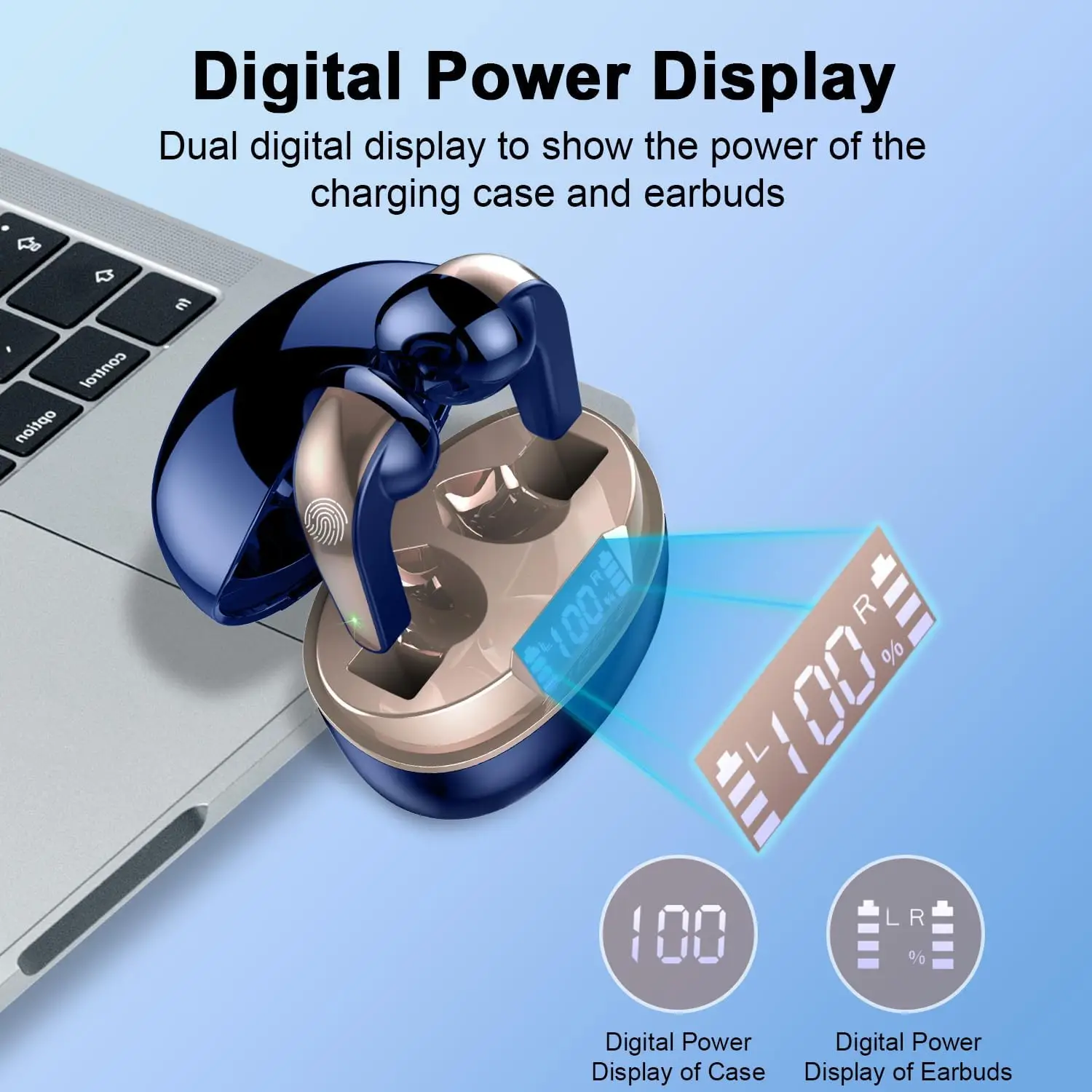 

TWS BT 5.4 earbuds,HiFi , ENC+ dual-mic noise cancellation, 0.04s low latency, display, office work、travel. semi-in-ear earbuds.