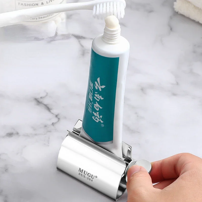 1pc 304 Stainless Steel Toothpaste Squeezer Rotary Metal Toothpaste Dispenser Easy Squeeze Bathroom Accessories