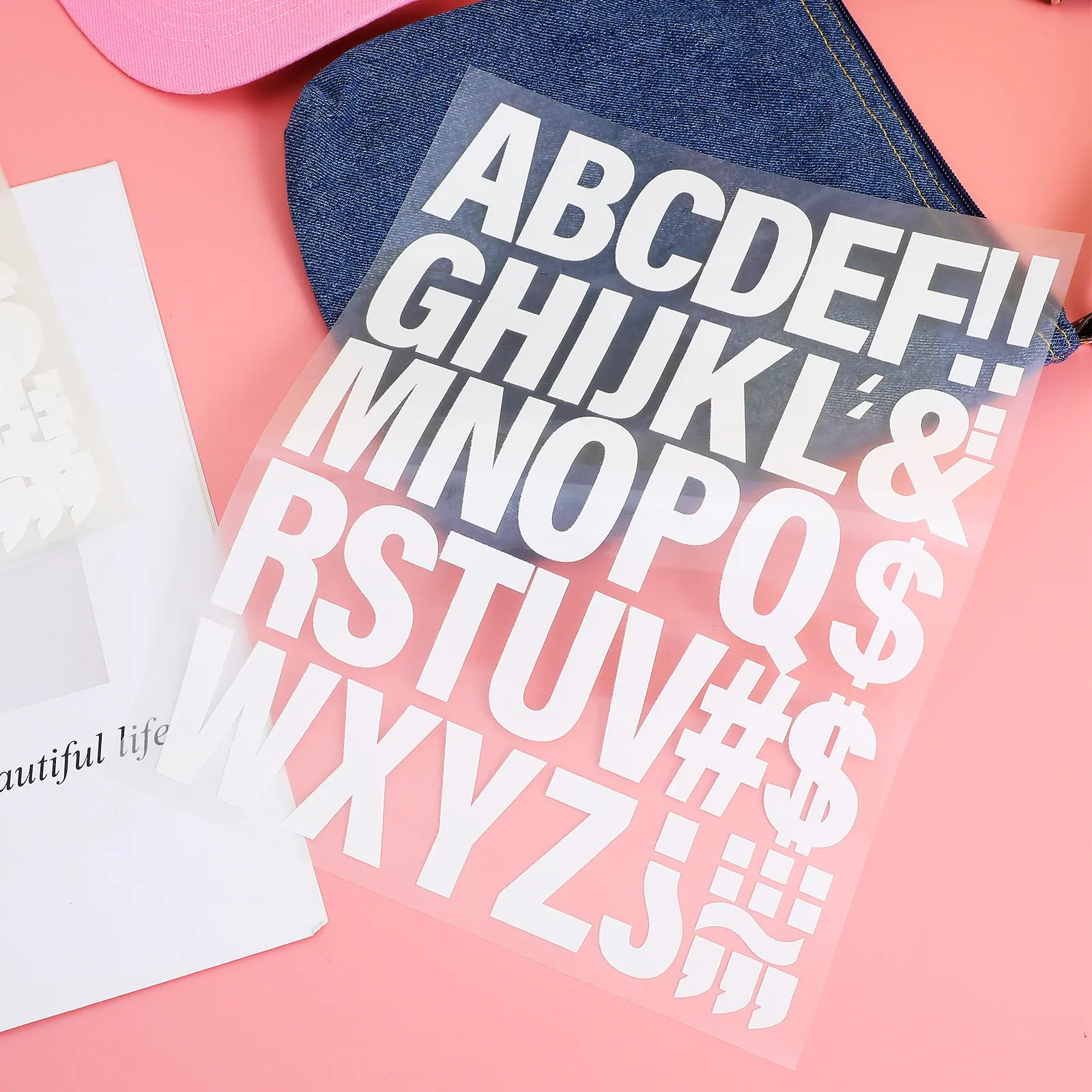 10Sheets Iron on Letters Fade Proof Vinyl Alphabet Patches for Shirts Pants Hats Bags Fabric Iron on Applique Set