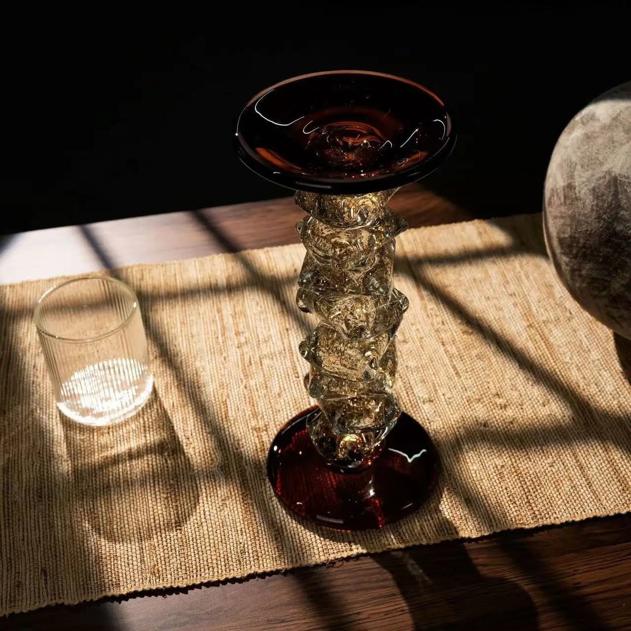 Glass Candle Holder Irregular Transparent Glass Splicing Candelabrum Candlestick Wedding Table Home Decoration Accessories