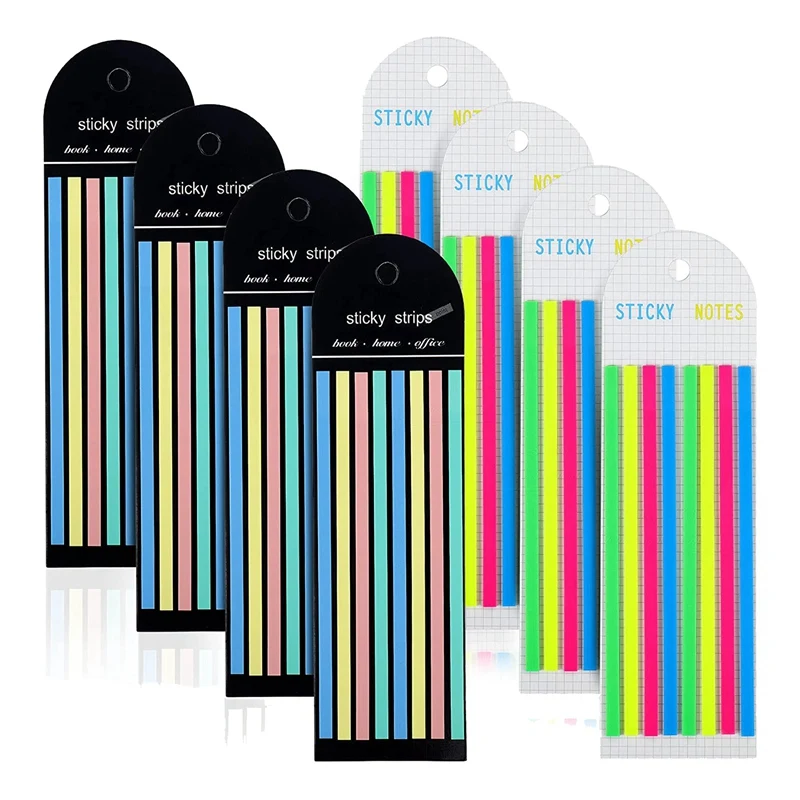 1280 stuks transparante kleverige lange paginamarkeringen tabs Morandi neon heldere markeerstiftstrips vlaggen stickers lange fluorescerende strips